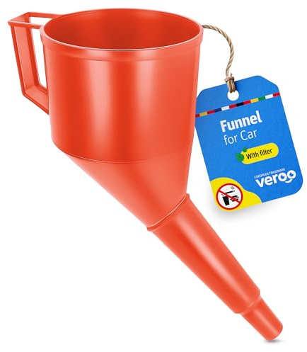 VEROO Imbuto Carburante per Auto, Benzina e Olio, Imbuto in Plastica Angolato con Filtro e Manico Ergonomico