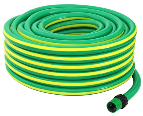 vidaXL Manguera de jardín 5 Capas Verde y Amarillo 3/4'' 10 m PVC, Manguera de jardín, Herramienta Flexible Moderna, riego Exterior, 5 Capas Anti-enredos, sin Fugas