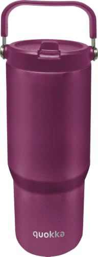 Vaso Quokka Core Burgundy 860ml - Asa Ergonómica - Boquilla Integrada Cómoda - Doble Pared Acero Inoxidable - Térmico Reutilizable