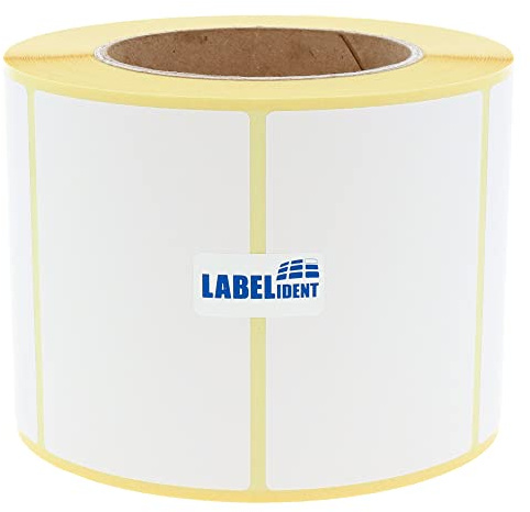 Labelident Thermoetiketten wieder ablösbar 90 x 60 mm - 4.000 Etiketten, 4 Rollen à 1.000 Etiketten, 76 mm Kern, für Thermodrucker