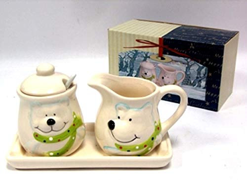 CI Zuccheriera e lattiera orsetto natalizio con vassoio e cucchiaino, Porcellana, Ceramica, Raffinato, Molded, Zuccheriera natalizia, Bowls, Bowl