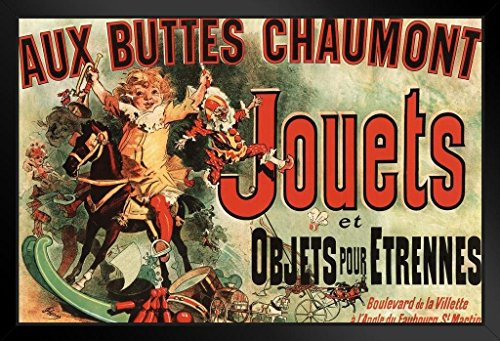 Aux Buttes Chaumont Jouets Jules Cheret Kunstdruck Schwarz Holz Gerahmtes Poster 35,6 x 50,8 cm