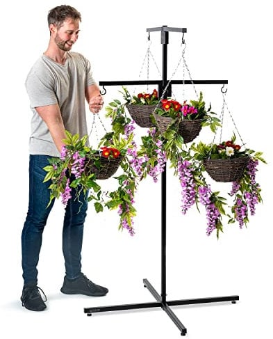 Flower Hanging Basket Display Stand 4 Arm Patio Planter Cascade Heavy Duty Home Garden Centre