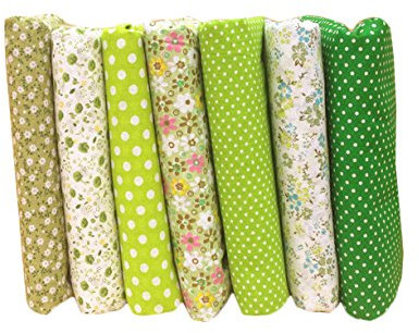 Yalulu 7 Stück 50x50cm Patchwork Baumwollstoff vorgestanzten Baumwolle quilt stoff viertel DIY Stoffreste Paket Stoffpakete (Grün)