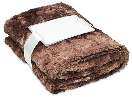 noTrash2003 Kuscheldecke aus weichem 260g/qm Polyester mit Mikro-Mink Futter Tagesdecke Husse Überwurf Wohnzimmer Felldecke (Braun)