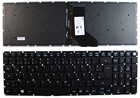 Power4Laptops Allemande Rétro-éclairé Noir Clavier pour Ordinateur Portable (PC) Compatible avec Acer NK.I1517.01E