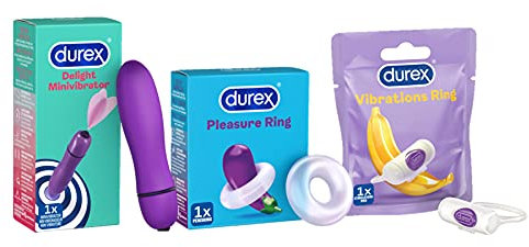 Stimulationsset für Sie und Ihn mit 1x Minivibrator + 1x Vibrationsring + 1x Penisring von Durex