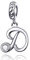 LaMenars Damen Charm-Anhänger Alphabet Buchstabe 925 Sterling Silber passend für, Chamilia und europäische Charm-Armbänder & Halsketten (Buchstabe D)