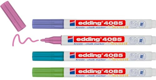Edding 4085 4-4085-4-1MET Kreidemarker Blau (metallic), Grün (metallic), Pink (metallic), Violett metallic 1 mm, 2 mm