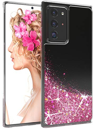 EAZY CASE Hülle kompatibel mit Samsung Galaxy Note 20 Ultra/Note 20 Ultra 5G Schutzhülle mit Flüssig-Glitzer, Handyhülle, Back Cover mit Glitter, TPU/Silikon, Transparent/Durchsichtig, Pink