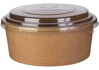 Lot de 250 Bols/saladiers alimentaires en carton kraft biodégradables avec couvercles- vaisselle jetable recyclable pour restauration, vente à emporter, livraison, déjeuner, repas (250, 750ml)