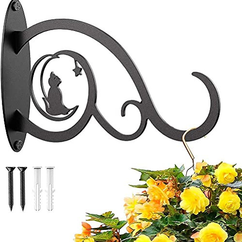 1 Piezas Soporte Maceta Colgante Hierro Forjado, Colgante Plantas Cestas Pared Gancho, Gancho para Plantas, con Tornillo, para Cestas Comederos para pájaros Linternas Campanas de Viento