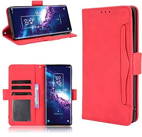 Cover per TCL 20 PRO 5G, Custodia Portafoglio Pelle Sintetica con TPU, Supporto Stand, Slot per Schede e Protezione Integrale Adatto per TCL 20 PRO 5G Cellulare, Rosso