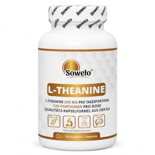 L-Theanin 200 mg – Hochdosiert – 120 Kapseln – Aminosäure aus Grüntee | 120 Tagesportionen – vegane Kapselhülle – klare Einzelsubstanz-Formel – hergestellt in der EU