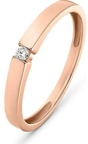 CHRIST Damen-Damenring 1 Diamant 52, Roségold 32017723