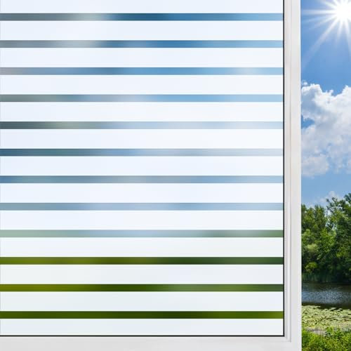 DIFIT Vinilos para Cristales 44.3x200cm, Rayas Anchas Vinilo Adhesivo Cristal Autoadhesivos Electrostaticos Vinilo Ventana Translucido Anti UV Lámina Privacidad Ventana para Hogar Cocina Oficina