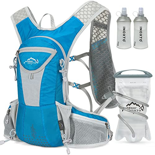 IX INOXTO Trinkrucksack, leichter Wasserrucksack mit 2 l Trinkblase, Tagesrucksack für Männer und Frauen, Laufweste für Trailrunning, Wandern, Radfahren, Rennen, Klettern (blau)