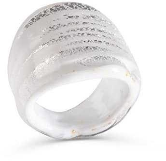 Anellissimo Ring aus Muranoglas für Damen, Weiß, Silber, Gold