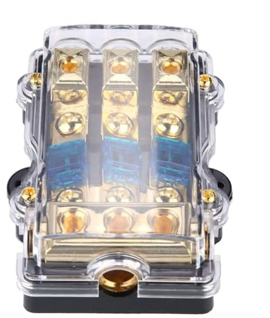 Walfront 24 V 60 A Auto 3-Wege-Verteilerblock Flachsicherung Versicherungshalter mit Staub- und Feuchtigkeitsschutz