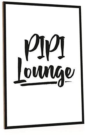 GRAVURZEILE Holzschild mit Spruch - Pipi Lounge - Witziger Lustiger Kunstdruck auf Holz für Sie & Ihn - Wand Dekoration im Vintage Look für Klo Toilette & Badezimmer