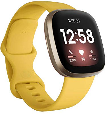 Seleek Ersatzbänder kompatibel mit Fitbit Versa 3 / Versa 4 / Sense/Sense 2, Silikon, verstellbar, klassisches Accessoire, Fitnessbänder für Damen und Herren, Größe L, Gelb