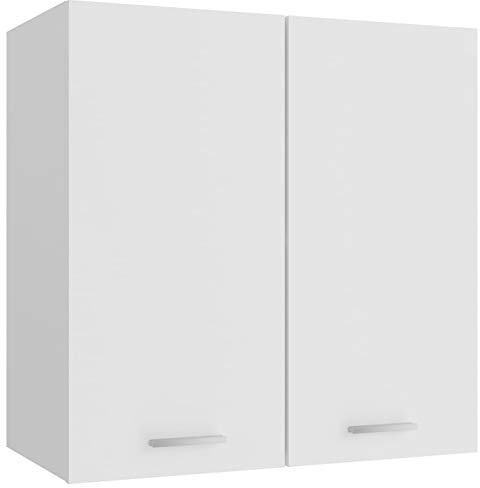 junzai Hängeschrank, Hängeglasschrank Küche, Küchenschrank, Schrank Mit Glastüren, Küchenhängeschränke, Wandvitrine Hängend, Weiß 60x31x60 cm Spanplatte