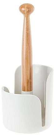 VIGAR - Porte-Rouleau essuie-Tout - 14 × 14 × 36 cm - Modèle Taula - Support en Bois de Bambou - pour Rouleau de Papier essuie-Tout - Base Amovible - Gris