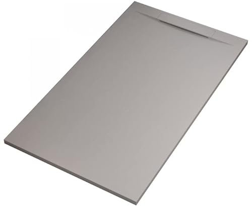 IMPERIAL BAGNO - Vincent Duschwanne aus hellgrauem Marmorharz in Steinoptik Zement - 90 x 100 cm (90 x 180)
