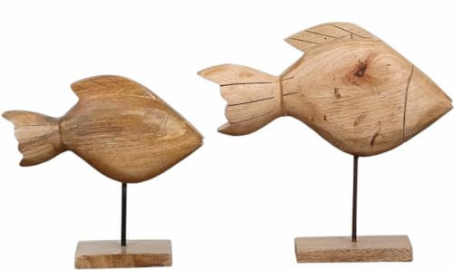 Marrakesch 2er Set Fisch Deko Aufsteller 28cm Groß | Dekoobjekt Fisk als Maritime Tischdeko Fensterbankdeko