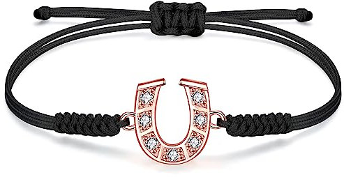 JENDEAR SHINE Bracciale Ferro di Cavallo Donna, Bracciale a Ferro di Cavallo Fortunato in Corda Fatta a Mano, Regalo di Compleanno per la Festa Della Mamma