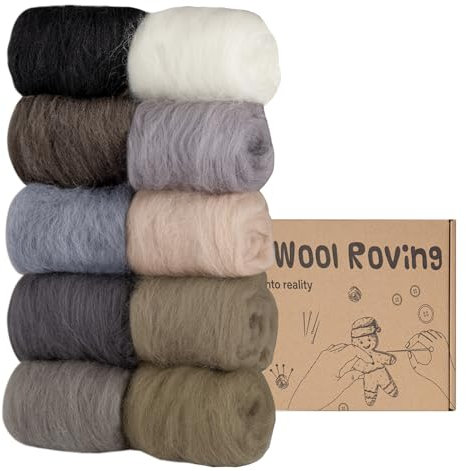 Homewit Wolle Zum Filzen Filzwolle 10 Farben Je 10 G,Filzwolle Trockenfilzen Und Filzwolle Nassfilzen Märchenwolle Schafwolle Set Für Starter DIY Wolle Handwerk