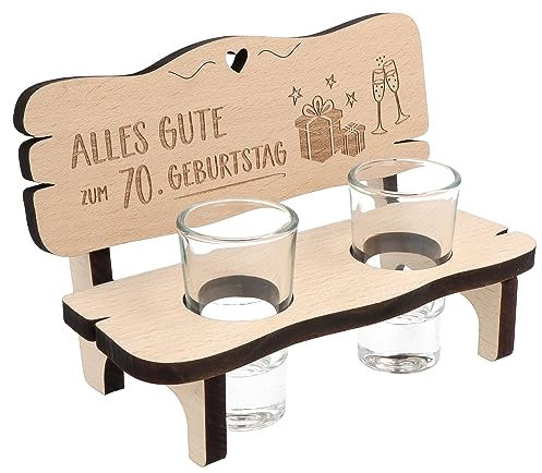 Spruchreif | Schnapsbank mit Gravur | Schnapsbank mit 2 Gläsern | Schnapslatte mit Gläsern | Trinkbank | Jubiläum | Lustiges Geschenk zum Geburtstag | Geschenk 70.Geburtstag