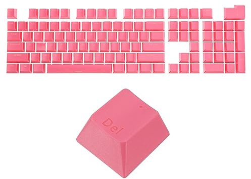 sourcing map 108 Keys Pudding Keycaps Set OEM Profile 60 Percent ABS for Mechanical Keyboard Layout, Peach Pink Double Shot