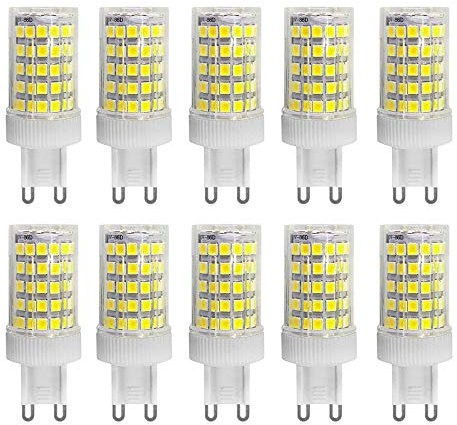 HUAMu G9 LED Lampe 10W, 1000LM, Kaltweiß 6000K, Ersatz 50W-100W Halogenlampe, Kein Flackern, Nicht Dimmbar, G9 Glühbirnen für Kronleuchter, Deckenleuchten, Wandleuchten, AC 220-240V, 10er Pack