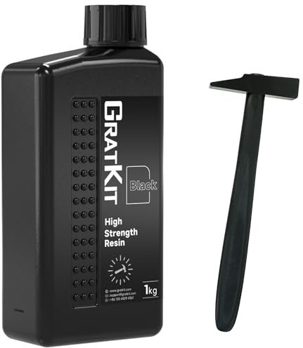 GratKit High Strength 3D-Druck Harz, 1kg Hochfestes Resin für UV 405nm SLA/DLP/LCD 3D-Drucker, Hohe Festigkeit und Stabilität, 1000g, Schwarz