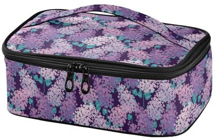 junzan Lonchera para niña, elegante bolsa de mano aislada de flores lilas, pequeña lonchera para hombres, loncheras térmicas impermeables