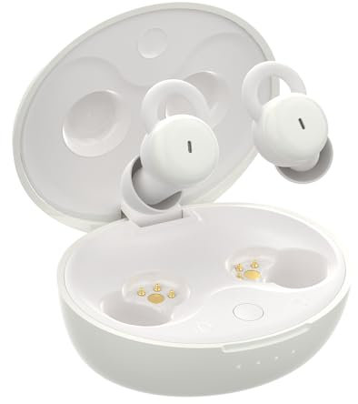 Kleinste Unsichtbare Schlaf-Ohrhörer Komfortable Geräusch Blockierung, Kopfhörer Kabellos Bluetooth zum Schlafen, Earbuds für Seitenschläfer, Winzige Versteckte Schlafkopfhörer für Arbeiten (weiß)