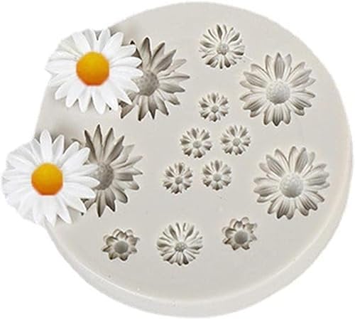 Cute Flower Silicone Molds Daisy Shape Fondant Candy Mould Mini Flower Chocolate Molds for Cake Decoration Cupcake Topper Fudge Polymer Clay,Candy Making Supplies