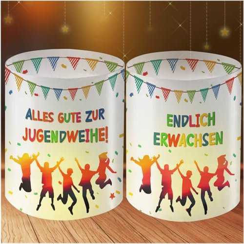 12 Stück Windlicht Tischdeko Jugendweihe,Windlicht Tischlicht Deko,Deko Jugendweihe Junge Mädchen,Mini Tischlichter Kerzen Deko,Jugendweihe Deko Für Teelichter Und Kerzen.