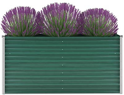 ZEYUAN Garten-Hochbeet, Pflanzkübel, Kräuterbeet, Hochbeete-kit, Schneckenzaun, Pflanztrog, Pflanzgefäße, Pflanzfolie Für Hochbeet,Teichbecken, Verzinkter Stahl 160x40x77 cm Grün