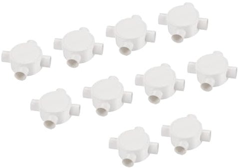 sourcing map PVC Conduit Box Junction Box 4 Way Round Wire Box Connectors Circuit 20 mm Waterproof for Cable Management Electronic Projects of 10