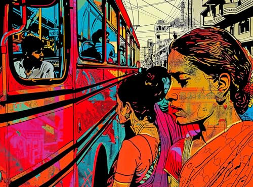 Bombay Bustle - Vibrant Mumbai City Life 1000-Piece Jigsaw Puzzle, Eco-Friendly, Pop Art Style | Best New Puzzles for Adults by Cross & Glory