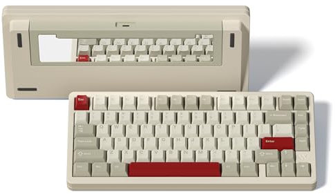 LQXQ SK75 75% Aluminium Wireless Mechanical Tastatur ANSI US, Pre-lubed POM Switches RGB Creamy Gaming Keyboard, 3-Modes BT5.0/2.4G/USB-C, Hot Swappable Keyboard mit Dichtung, Beige
