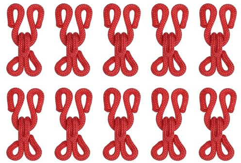 QUARKZMAN Nähhaken und Ösen, 14 Stück - Mit Polyester überzogene Nähhaken und Ösen Verschluss für Kleidung, BH, Rock, Nähen DIY Handwerk (Rot, 23mm Länge)