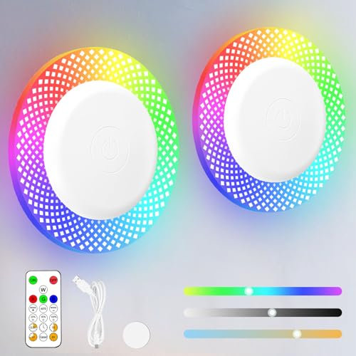 Rechargeable Wall Lights Indoor, 2Pack LED Wall Lights, Battery Operated Wall Light with Remote Control, Dimmable Wireless Wall Sconces for Bedroom, Hallway Corridor, Stairs