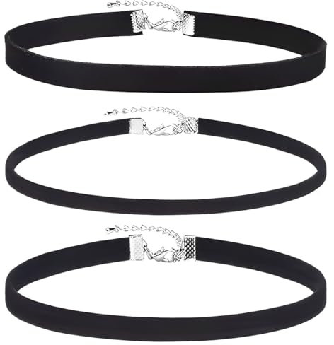 EIHI Choker Kette Damen, Velvet Chokers Schwarz Band Choker Halskette für Damen Mädchen, 3 Stück