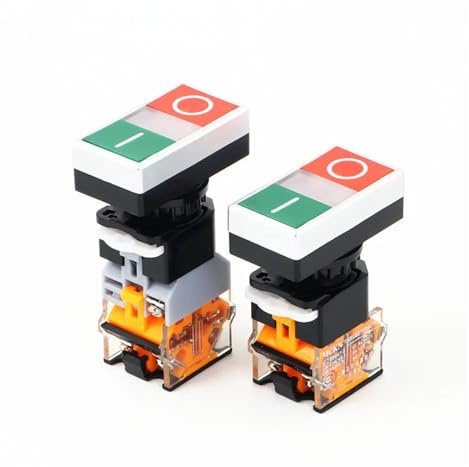 22mm Self-reset Double-position Double-head Button Switch Red-green Band Lamp LA38-11D/RG Flat-end Switch 22mm(With light,12V)