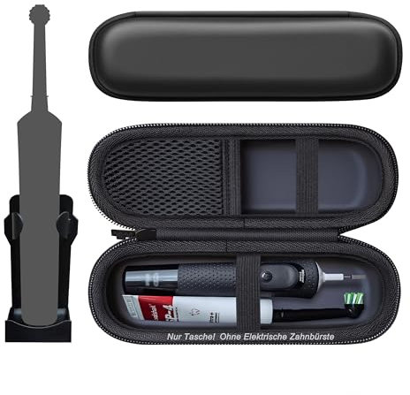 Woollo Etui Compatible with Oral-B Vitality Pro/Pro Series 3/Pro Series 1/Sonicare etc. Zahnbürste Elektrische/Electric Toothbrush Tasche Tragbare Hart Reise Case Hülle(Schwarz,Schwarz)