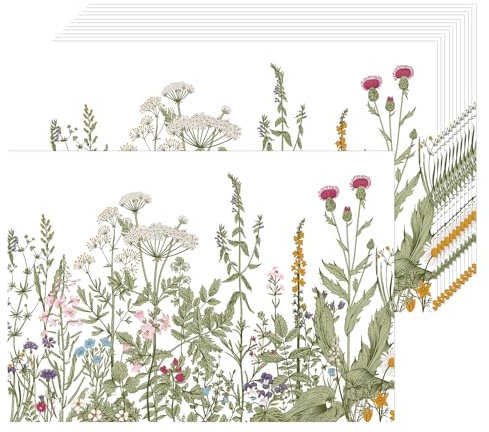 Antike Kräuter Wilde Blumen Papier Platzsets 50 Stück Retro Blumen Papier Tischsets 40x28 cm, Einweg Platzsets für Küche, Esstisch, Bauernhaus, Urlaub, Party Dekor