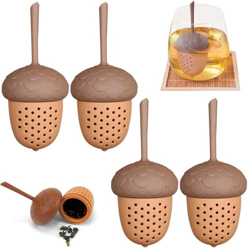 JINJUMEI 4 Pièces Silicone Infuseur Thé, Boules à Thé Passoire à Thé Réalisé en Silicone Boule à Thé Passoire à Thé Pour Feuilles Reutilisable Filtre à Thé Infuseur pour Feuilles de Thé en Vrac Thé